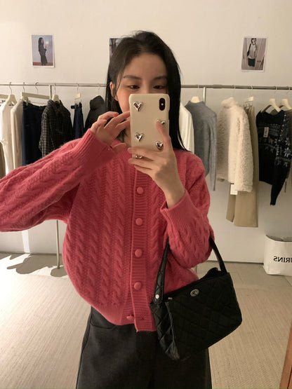 // 復古麻花包扣圓領CD