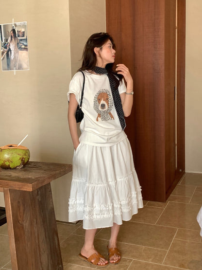 // 可愛頭巾小狗TEE(連領巾)