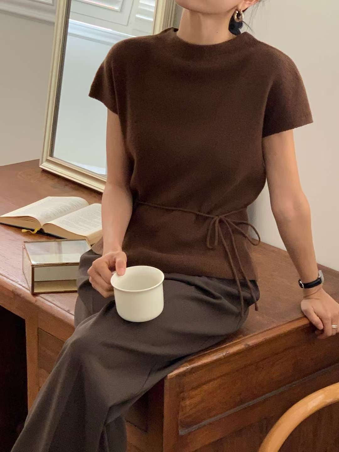 // premium fine wool連腰繩半領NT