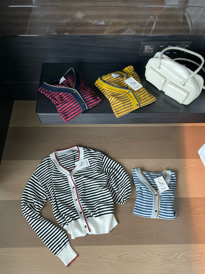 // 復古撞色間條包邊CD