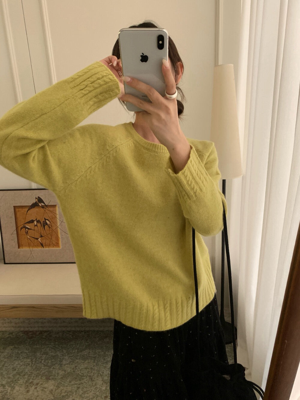 // 10%兔絨麻花衣擺+袖口套頭毛衣