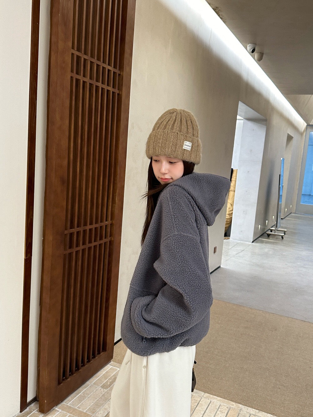 // 休閒感羊羔毛連帽外套