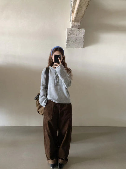 // 100%羊毛連帽卷邊毛衣