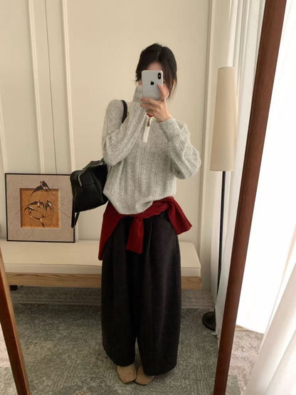 // 50%羊毛+10%兔絨軟糯撞色拉鍊polo NT