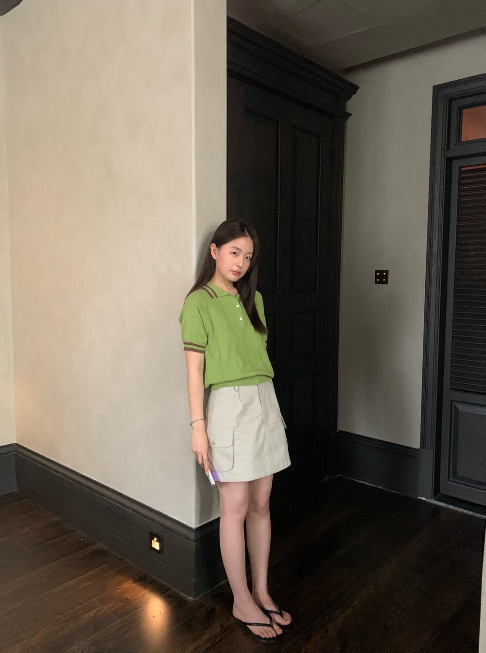 // 特別織紋撞色邊翻領polo NT