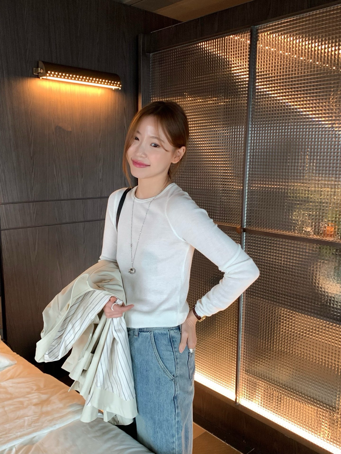 // 桑蠶絲+絲光羊毛親膚顯瘦薄針織￼