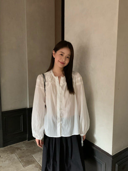 // 復古lace邊壓褶設計BL