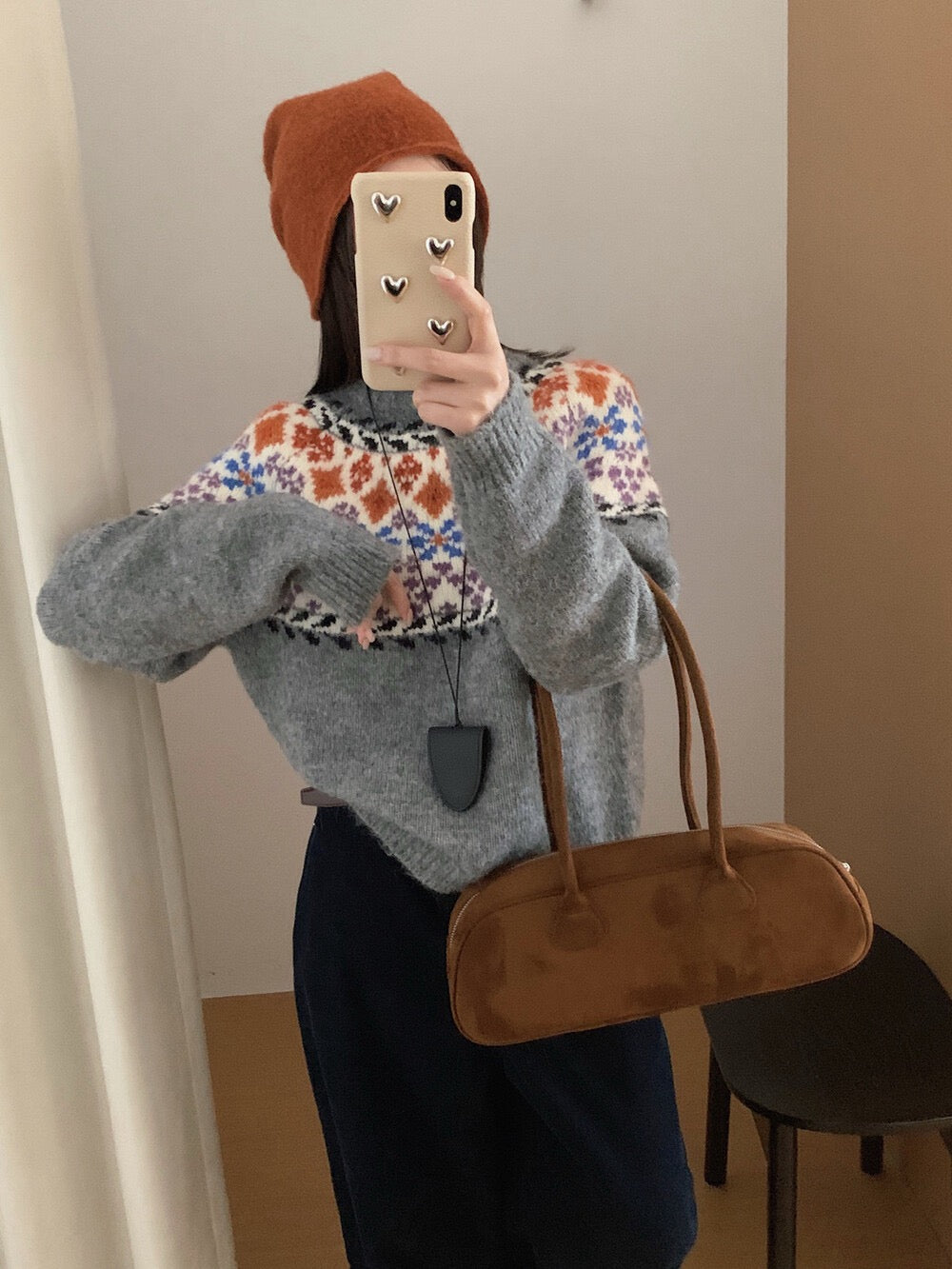 // 配色超美的復古圖案毛衣