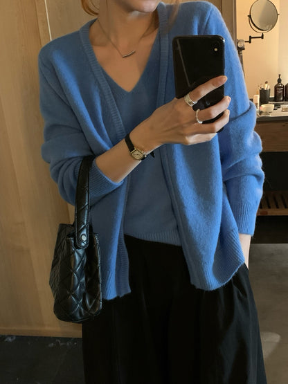 (部分現貨) // 超soft 5%羊毛背心+外套兩件套