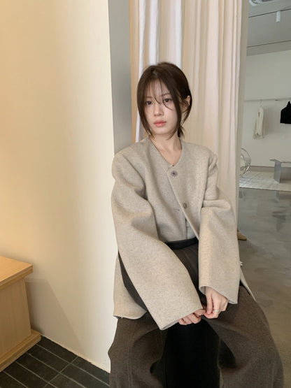 J58 / 高質圓領羊毛毛呢外套(50%羊毛)