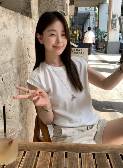 // 遮肩小飛袖lyocell棉TEE