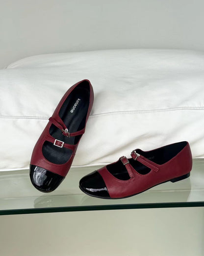 // 雙帶拼色深口Maryjane