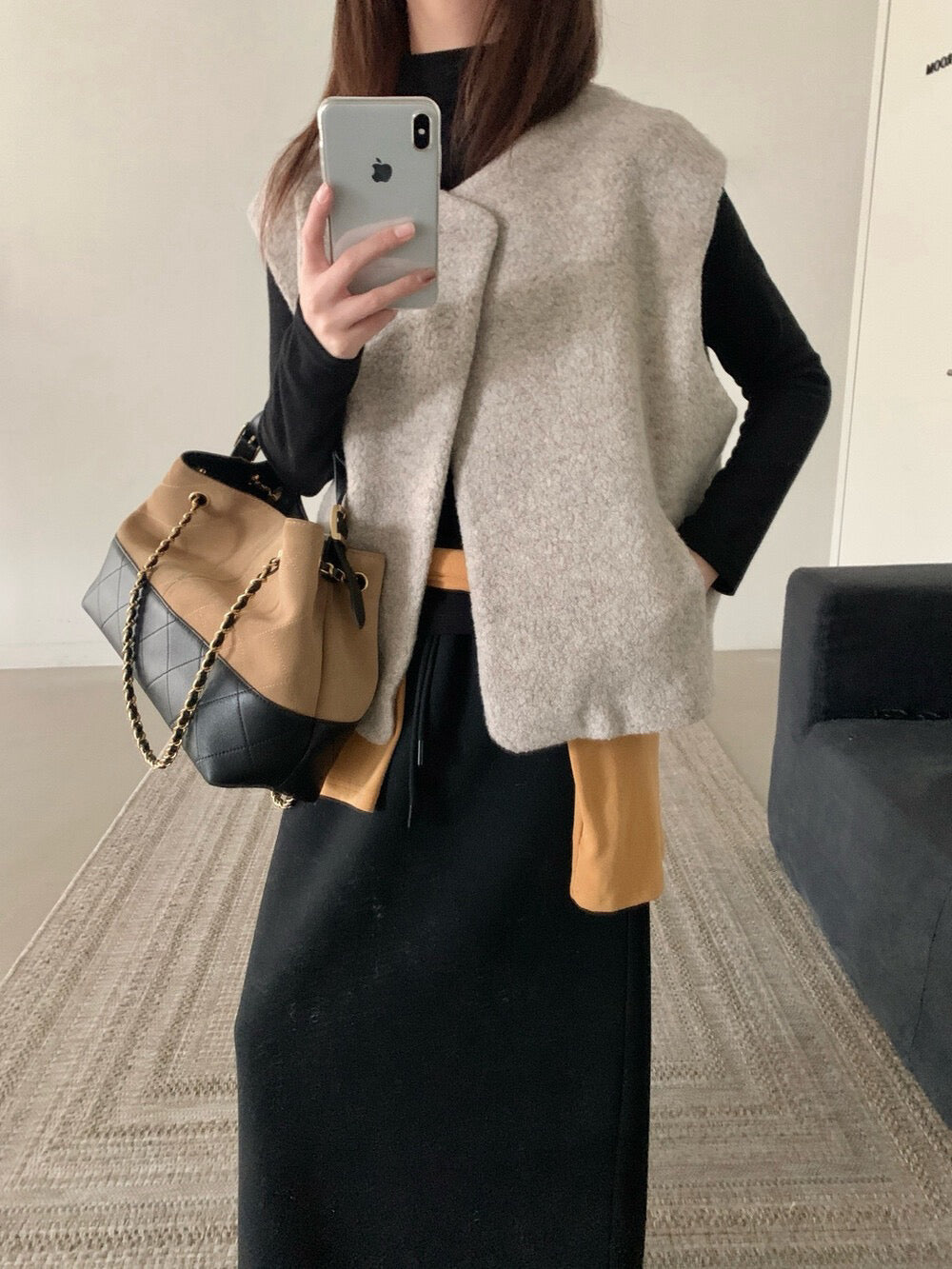 // 60%綿羊毛單鈕扣馬甲背心