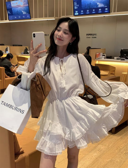 // 超美lace邊荷葉綁帶OPS