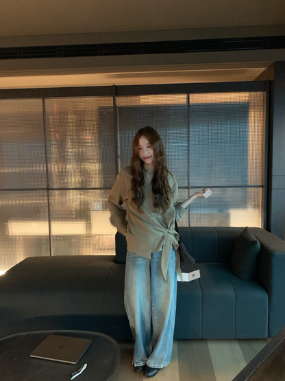 // lyocell混麻超高質綁結恤衫