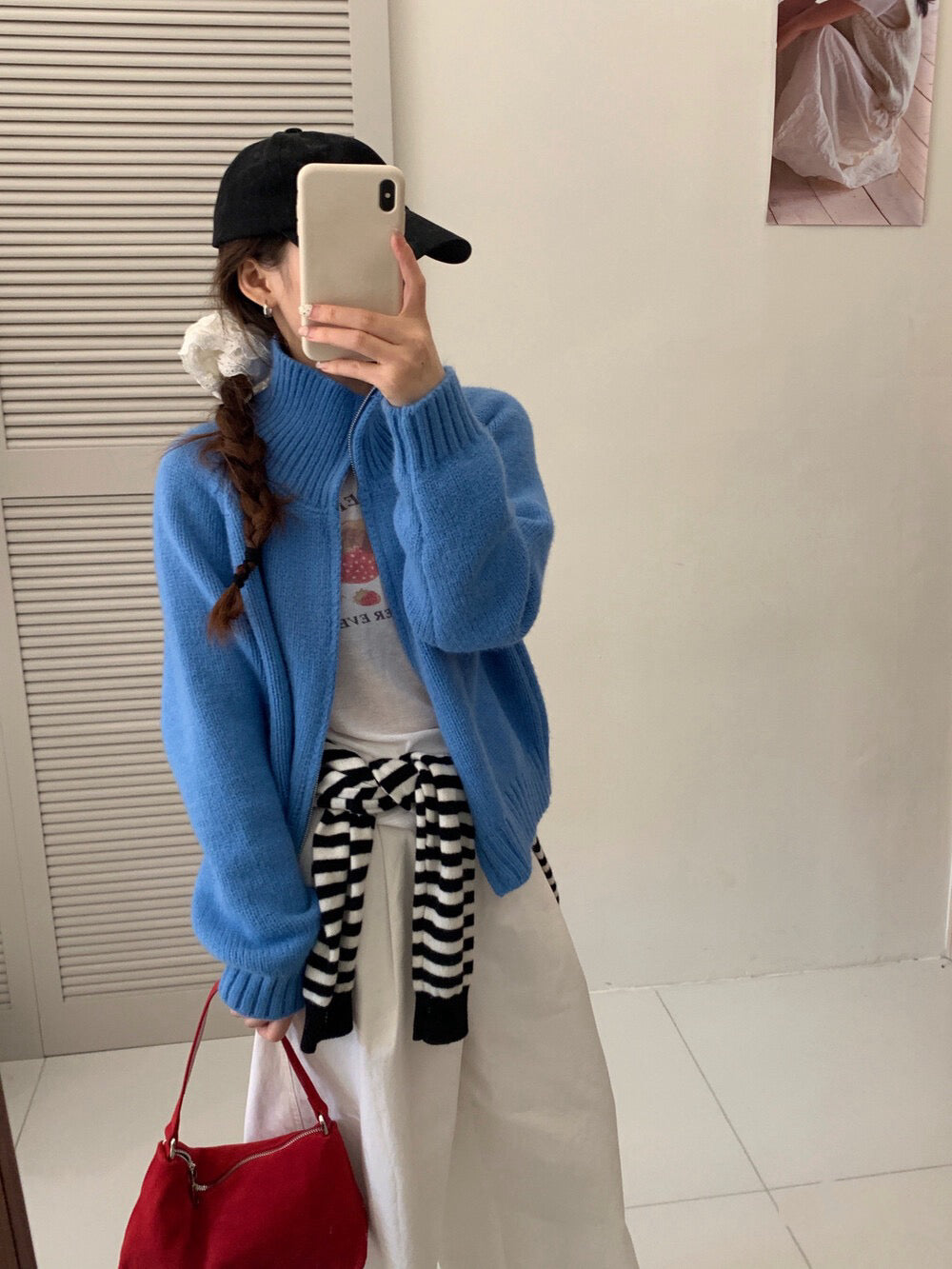 // 超韓直坑紋立領上下拉鍊CD