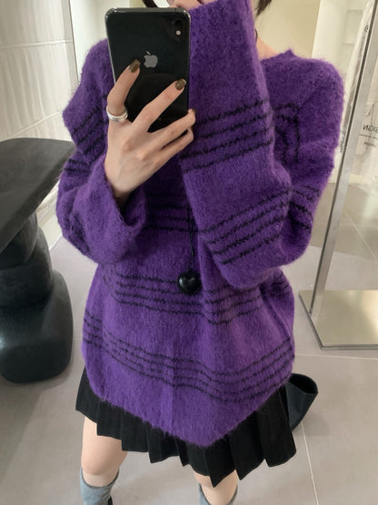 // 特別色系間條軟糯毛衣