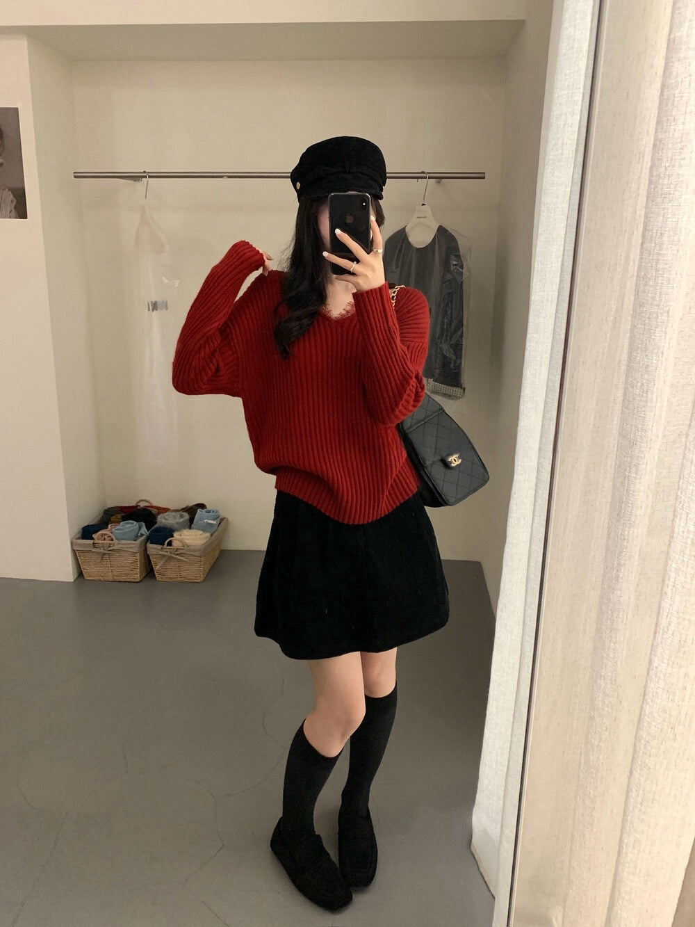 // 12%綿羊毛lace邊假兩件NT