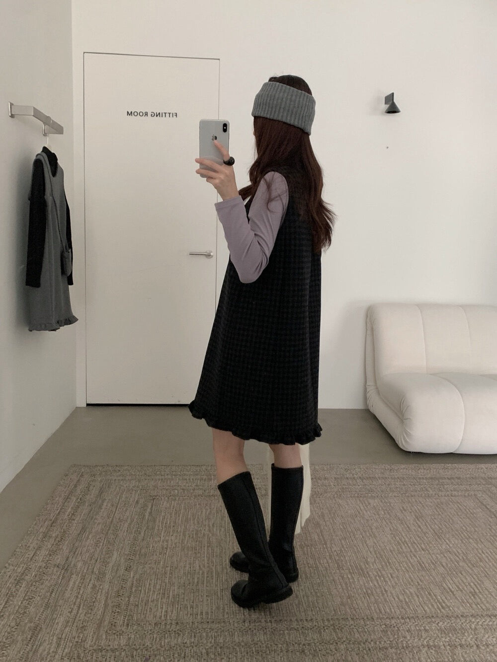 // 50%羊毛花邊腳背心毛呢OPS(連袋仔)