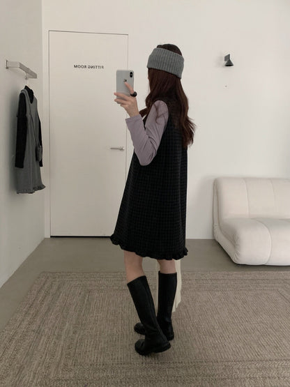 // 50%羊毛花邊腳背心毛呢OPS(連袋仔)