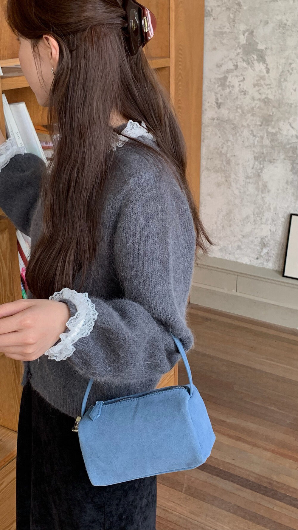 // 拼接lace邊精緻鈕扣CD