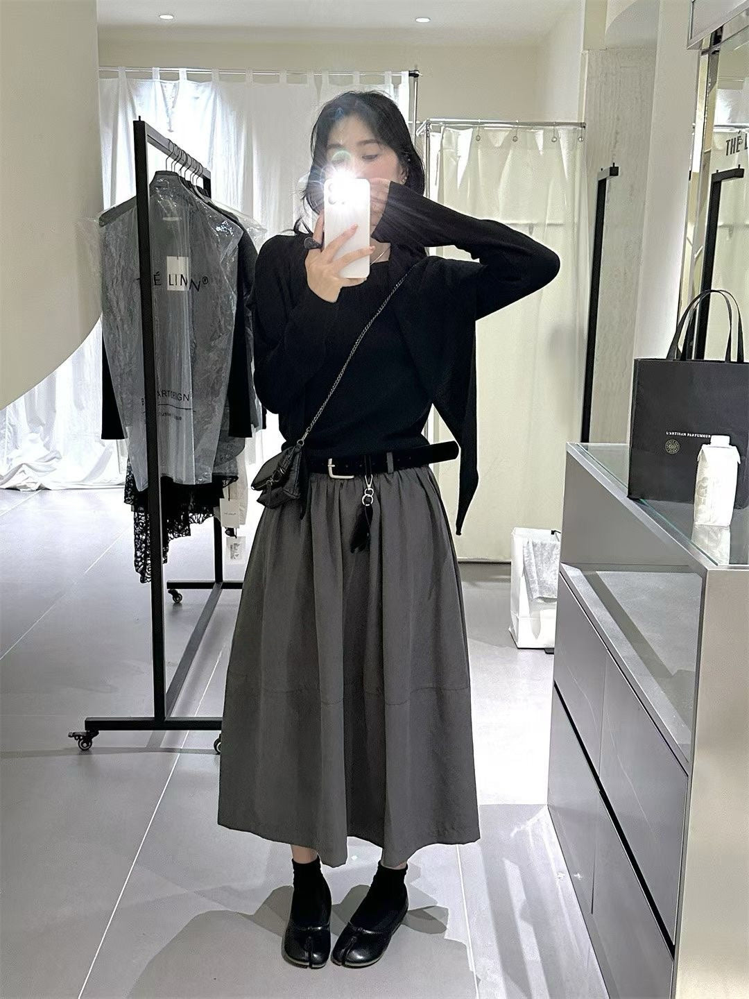 // 微絨感質料連腰帶傘裙