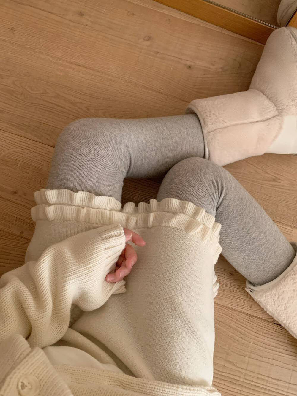 // 100%羊毛雙層荷葉邊短裙