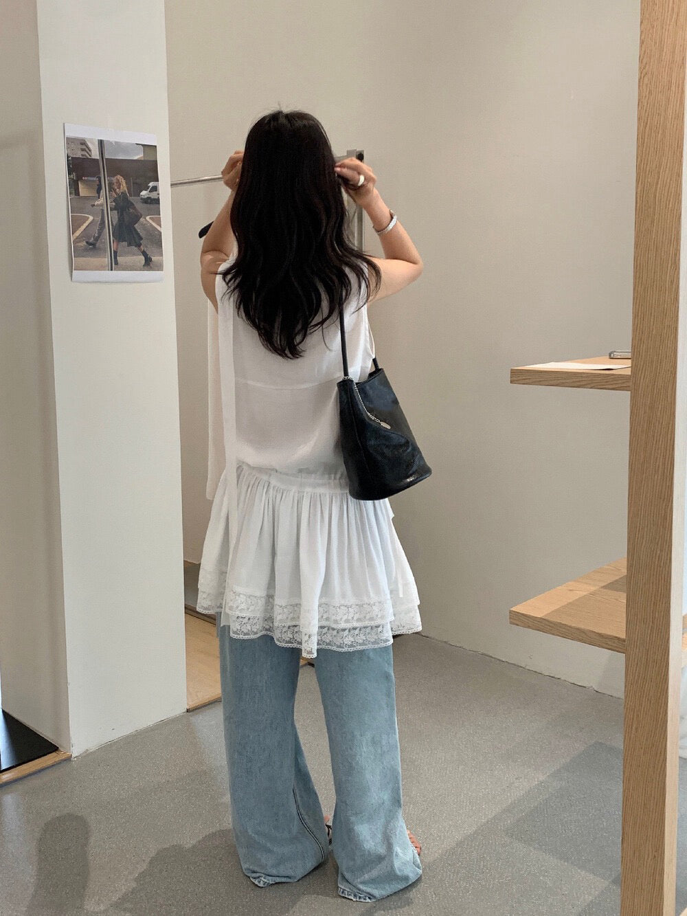 // 浪漫lace邊可束腰長款背心