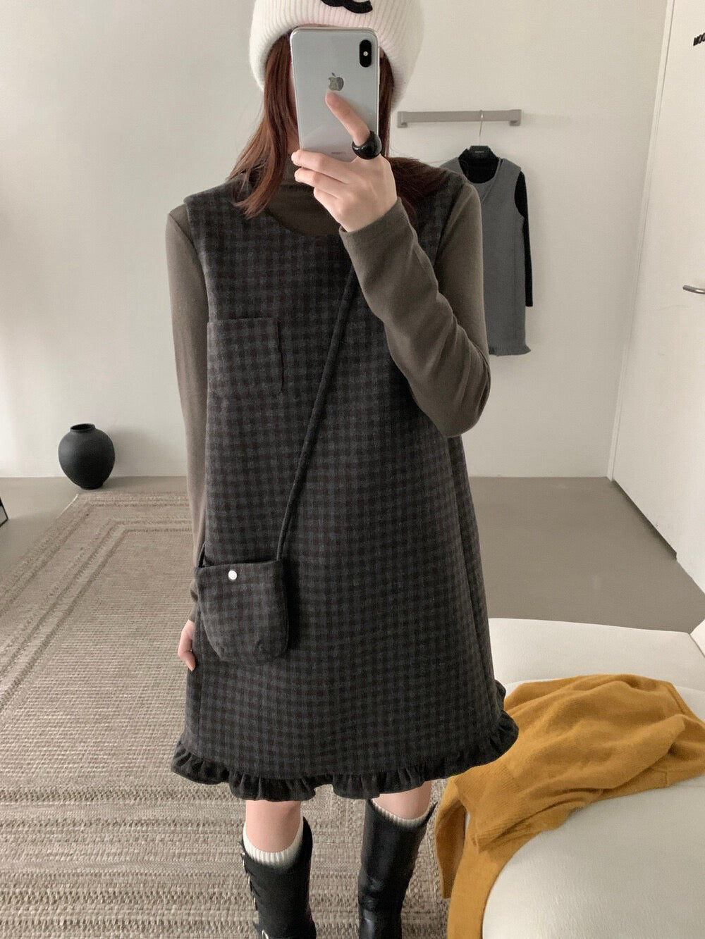 // 50%羊毛花邊腳背心毛呢OPS(連袋仔)