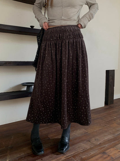 // 秋冬磨毛質料碎花中裙