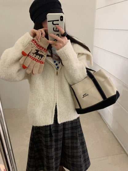 // 10%羊毛圈圈絨大翻領CD