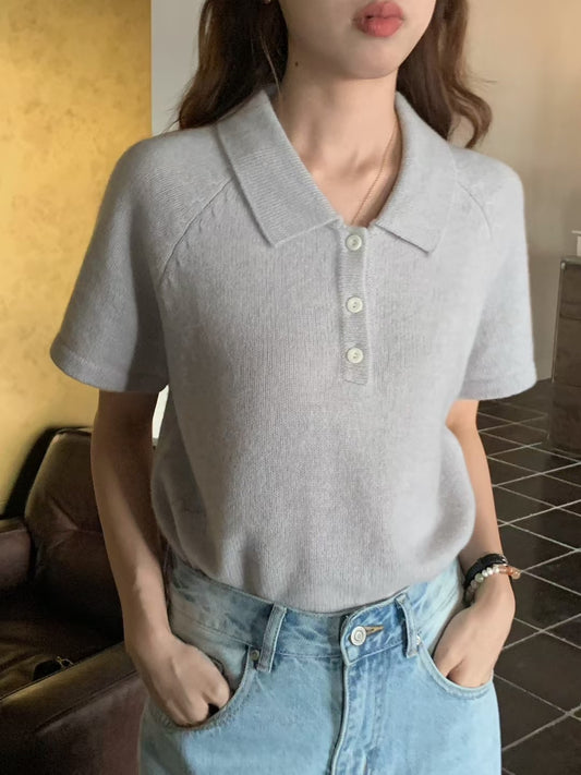 // 秋季薄羊毛翻領polo NT