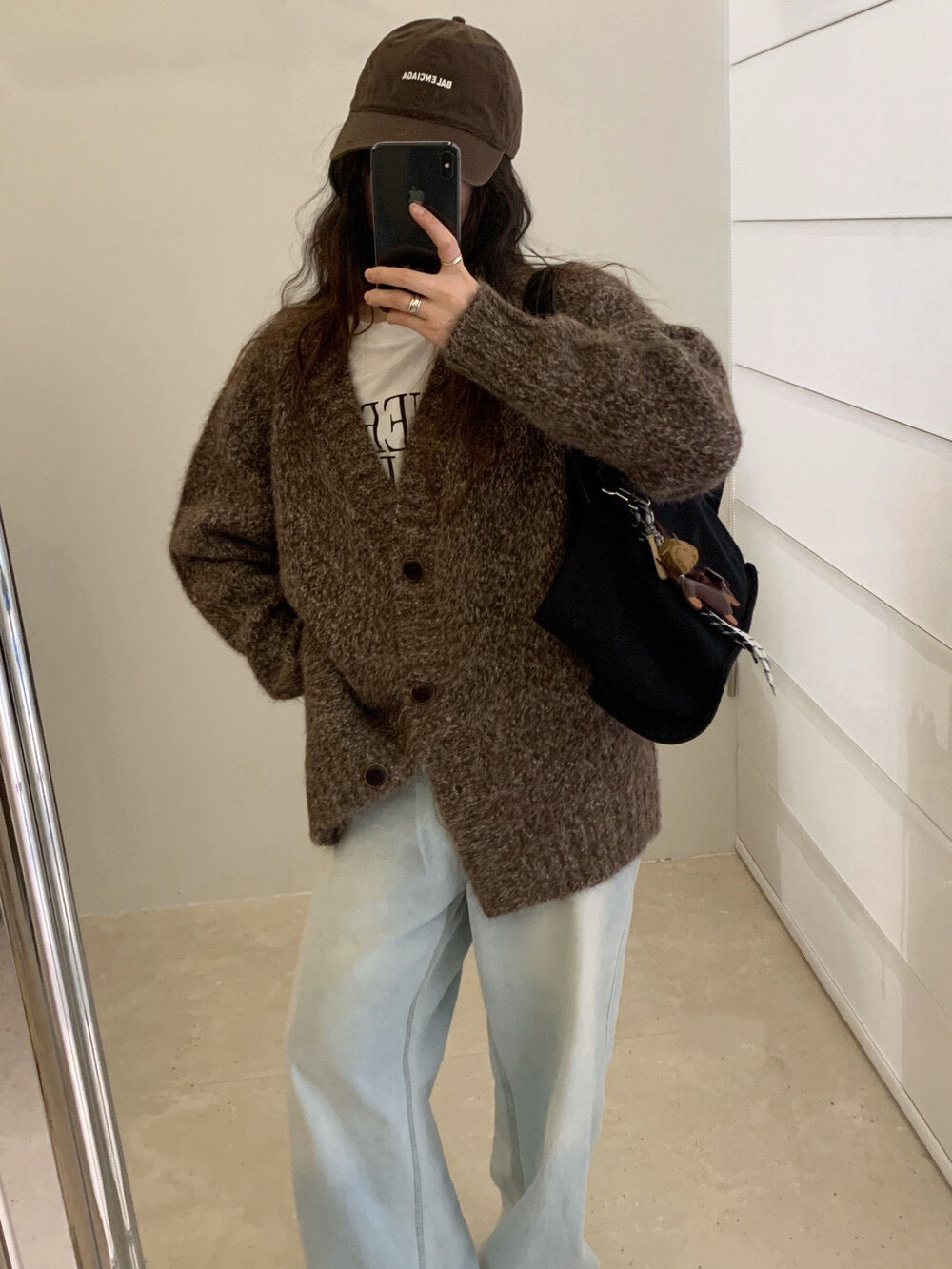 // 花線混色感慵懶寬鬆款中長CD