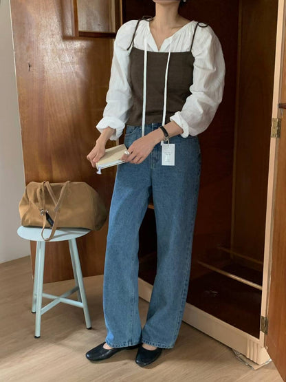 // premium denim全長loose fit牛仔褲