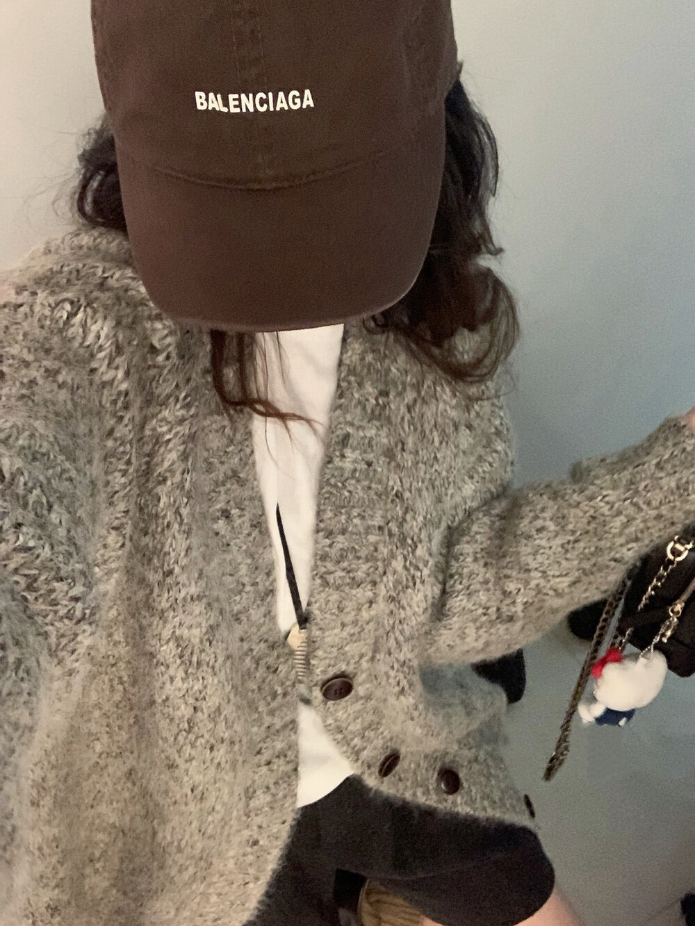 // 花線混色感慵懶寬鬆款中長CD