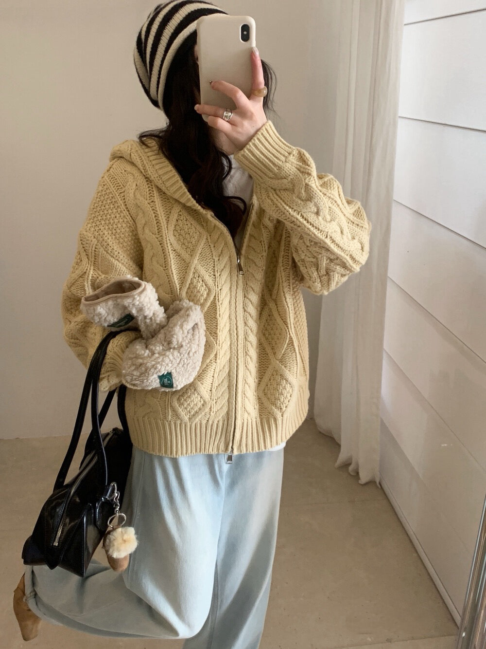 // 重工麻花上下拉鍊連帽CD