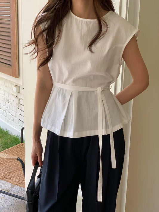 // cutting超美小飛袖綁帶腰BL