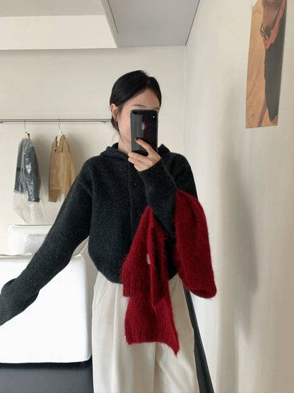 // 30%羊毛軟糯排扣連帽外套