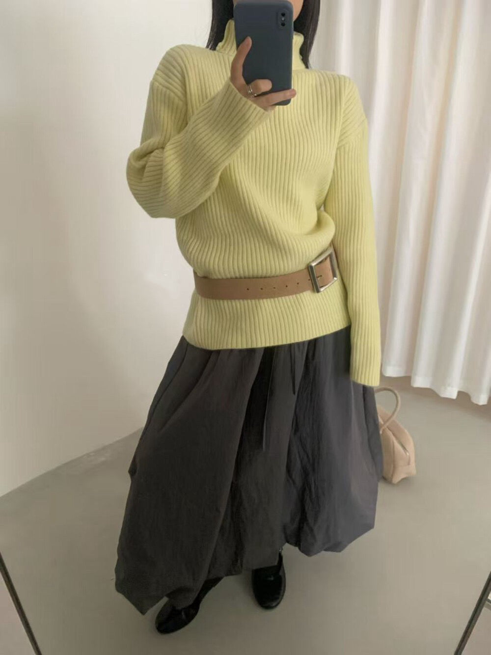 // 高領直坑紋親膚毛衣