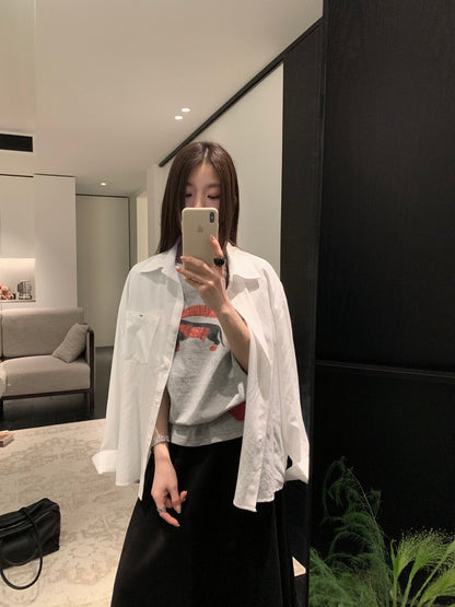 🦩 春天必入前短後長口袋恤衫