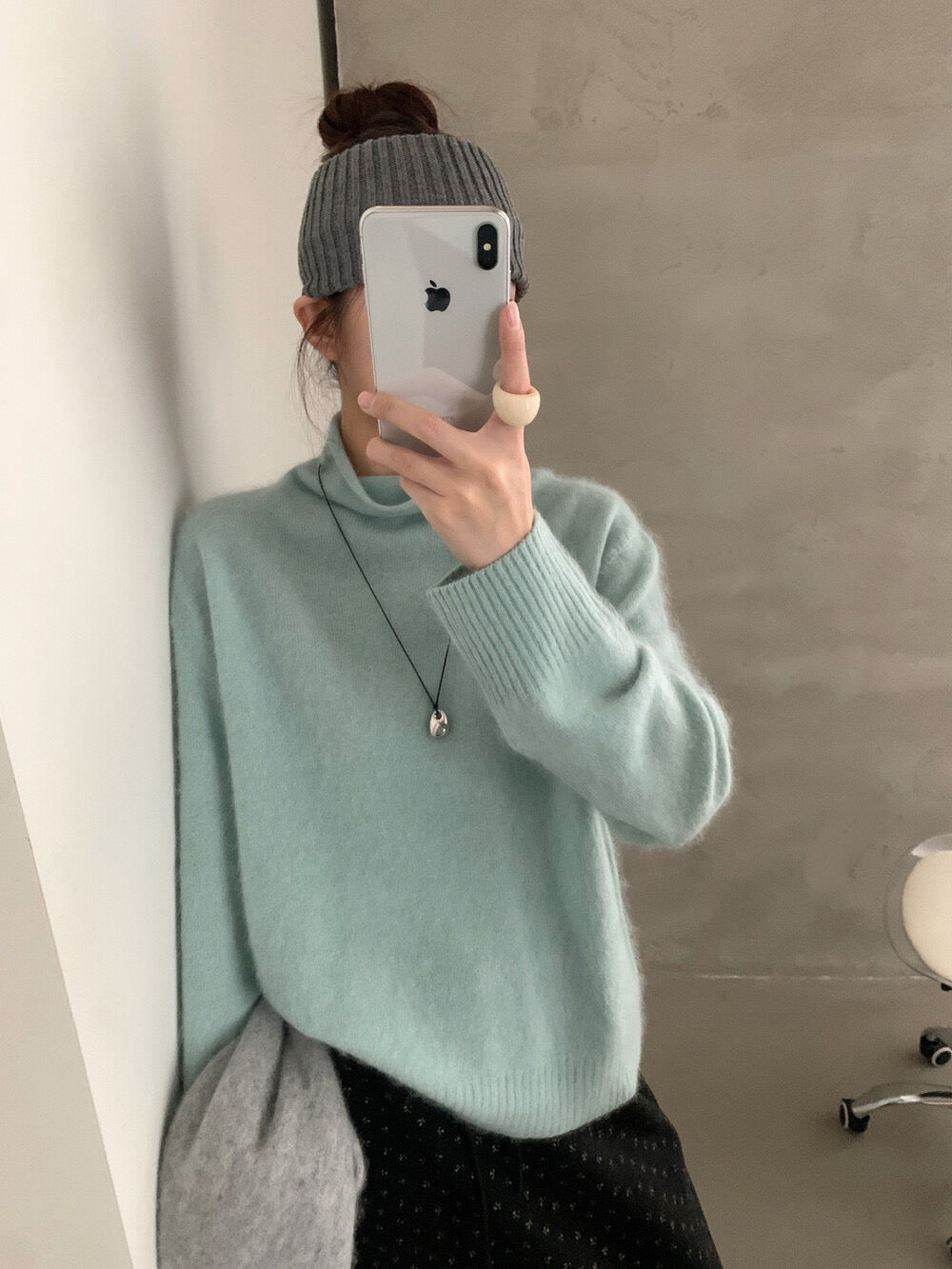 // 95%wool+5%cashmere拉絨工藝小高領針織NT