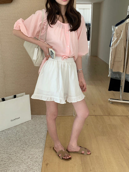 // 超舒服麻質花邊腳短褲