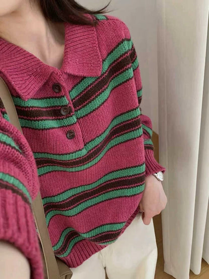 // 超美撞色鈕扣polo毛衣