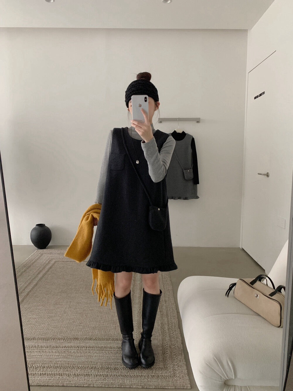 // 50%羊毛花邊腳背心毛呢OPS(連袋仔)