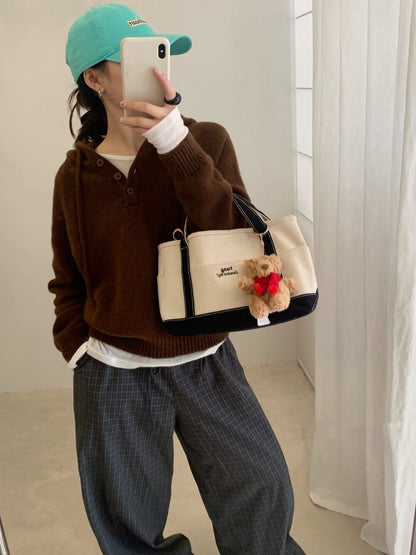 // 100%wool半鈕扣連帽NT