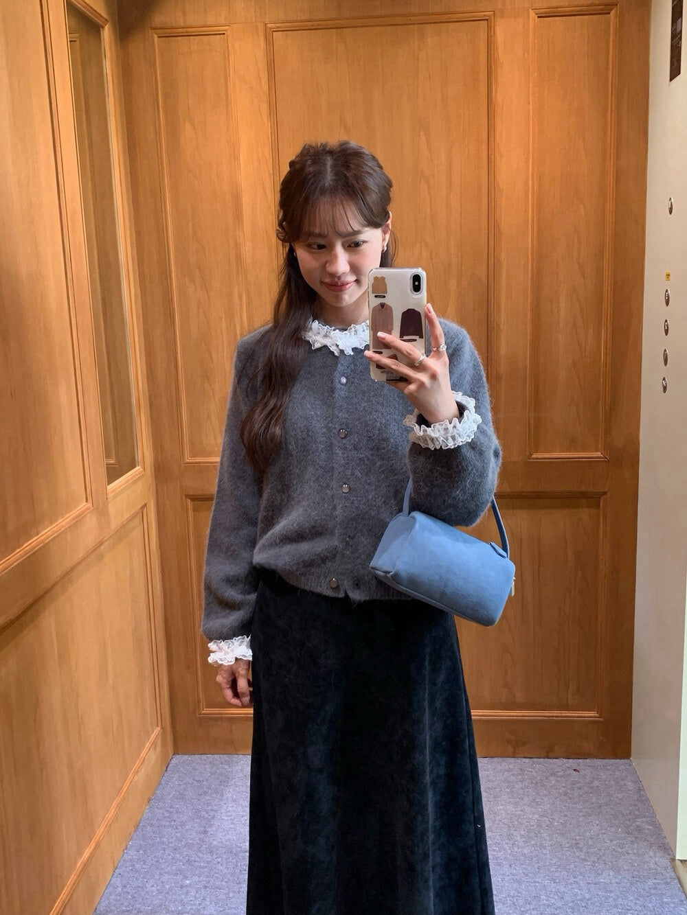 // 拼接lace邊精緻鈕扣CD