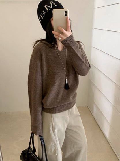 // 98%綿羊毛混點無縫一體連帽NT