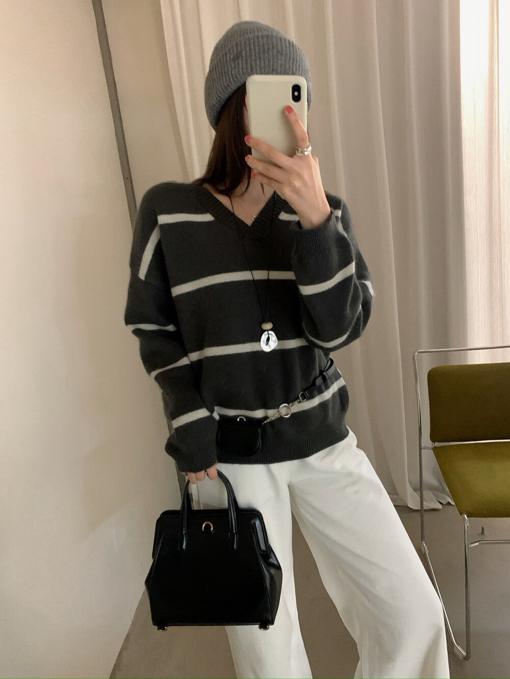 // 高質料6色raccoon柔軟V領毛衣