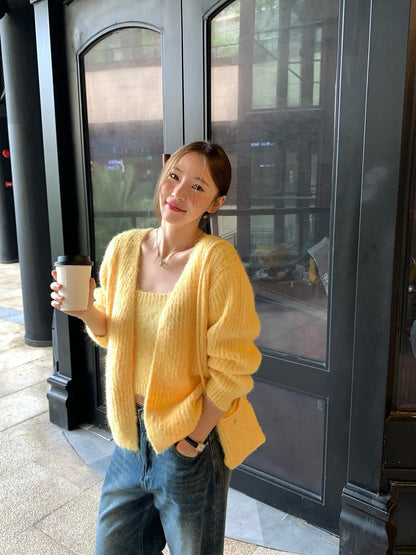 // 超soft羊毛混紡吊帶+外套+袋仔三件套