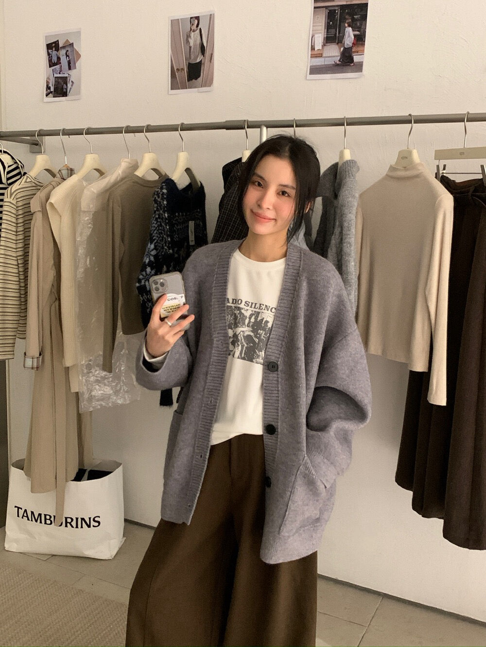 // 慵懶重磅靚色V領中長CD